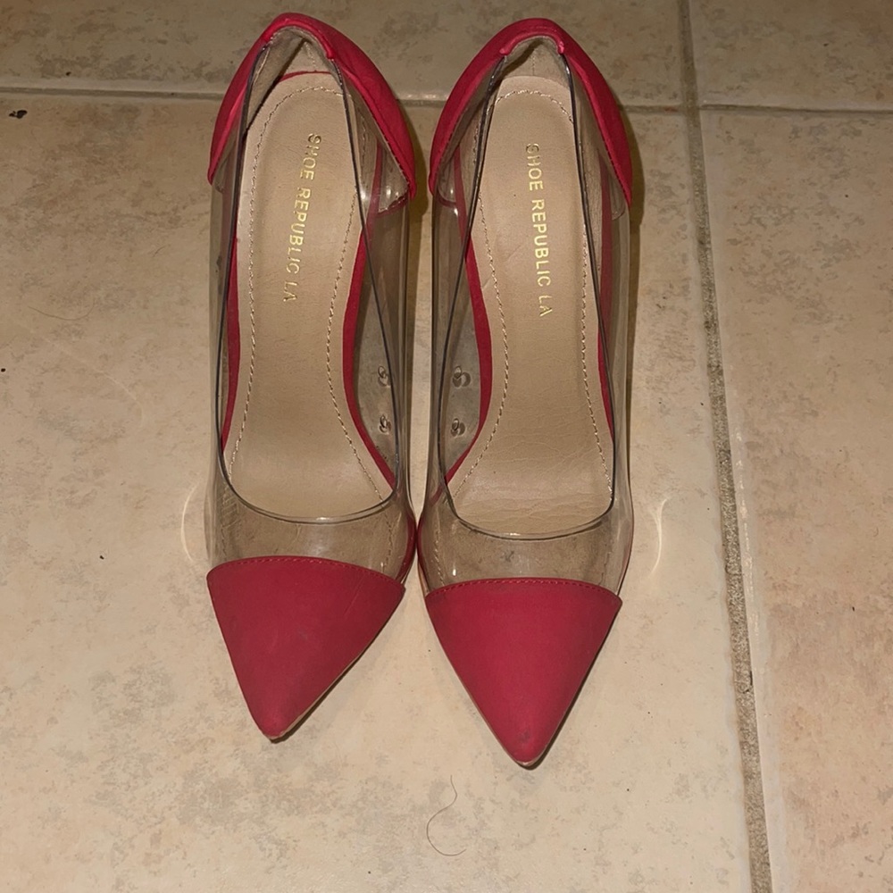 Red and clear heels work couple time